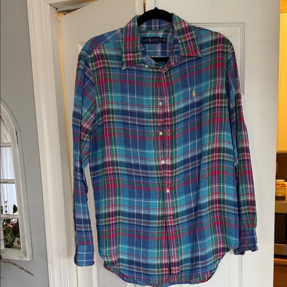 Ralph Lauren women’s  Blue and Green Plaid Shirt